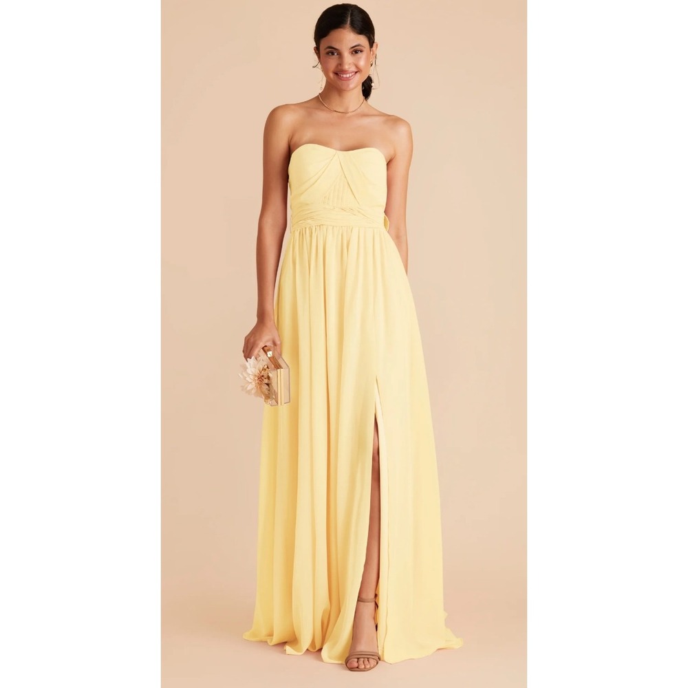 NWT Birdy Grey Grace Convertible Chiffon Dress Medium Lemon Sorbet Formal Gown